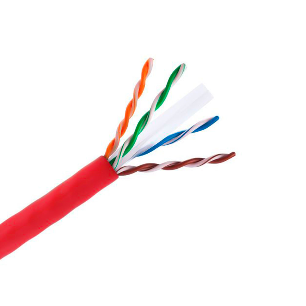 Metro de Cabo de Rede LAN 4PX24AWG CAT6 UTP -100% Cobre Wec, CM INT - Vermelho